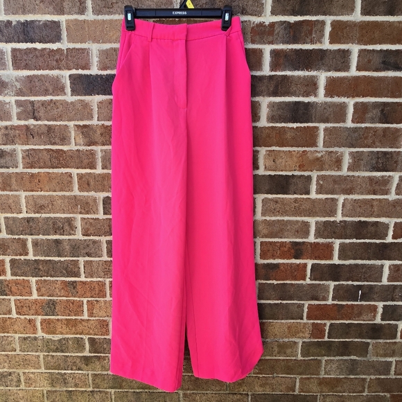 Zara Pants - Zara Women's Bright Pink Wide-Leg Pants